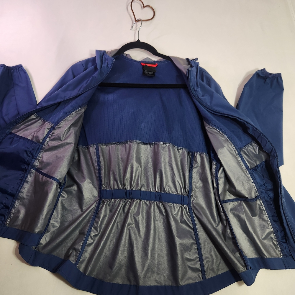 ⭐️Gerry Women's Packable Rain Jacket Blue Hooded Windbreaker Waterproof Large - Picture 4 of 6